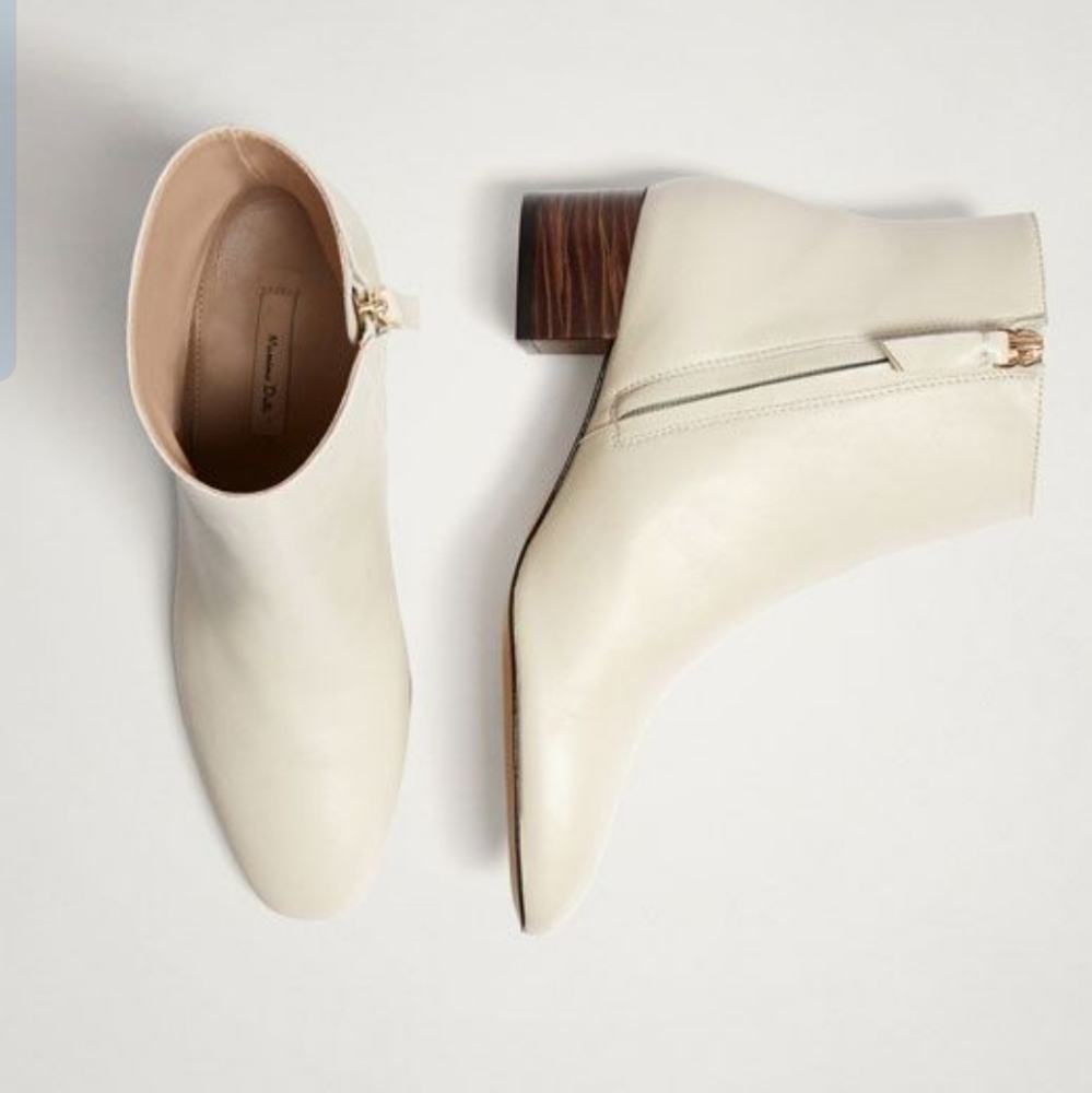 Massimo Dutti White Nappa Ankle Boots